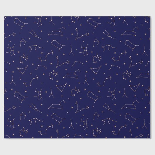 Celestial Constellation Stars Navy Gold Boho Cadeaupapier (Vlak)