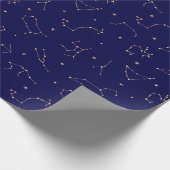 Celestial Constellation Stars Navy Gold Boho Cadeaupapier (Hoek)