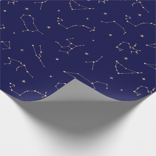 Celestial Constellation Stars Navy Gold Boho Cadeaupapier (Hoek)