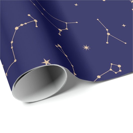 Celestial Constellation Stars Navy Gold Boho Cadeaupapier (Rol Hoek)