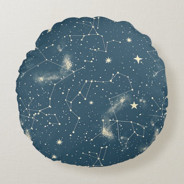 Celestial Constellation - Sterrennacht (2) Rond Kussen (Voorkant)
