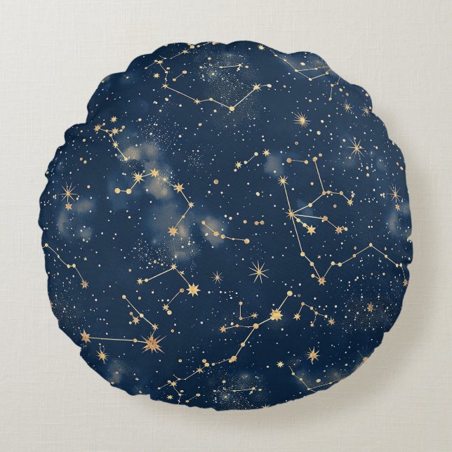 Celestial Constellation - Sterrennacht (5) Rond Kussen (Voorkant)
