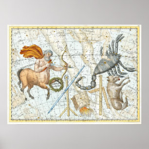 Celestial Constellations Map Poster