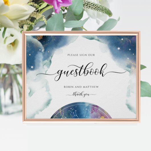 Celestial, Constellations, Starry Guestbook Sign. Poster