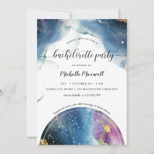 Celestial Constellations Stars Bachelorette Party Kaart (Voorkant)