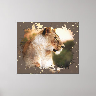 *~* Celestial Cosmic Art AP23 Artistieke LIONESS Canvas Afdruk