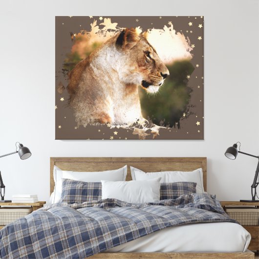 *~* Celestial Cosmic Art AP23 Artistieke LIONESS Canvas Afdruk (Insitu (Slaapkamer))