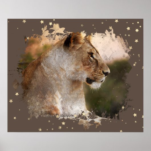 *~* Celestial Cosmic Art AP23 Artistieke LIONESS Poster (Voorkant)