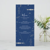 Celestial cosmic ethereal sun moon stars wedding menu (Staand voorkant)