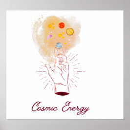 Celestial Cosmic Hand Poster - Minimalist Mystical