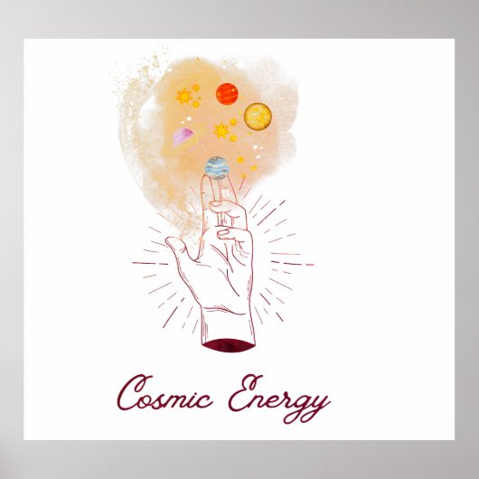 Celestial Cosmic Hand Poster - Minimalist Mystical (Voorkant)