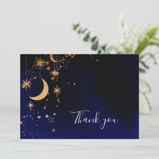 Celestial Cosmic Moon en Stars Hartelijk dank! Bedankkaart (Staand voorkant)