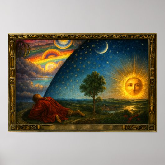 Celestial Cosmos Derived From Flammarion Engraving Poster (Voorkant)