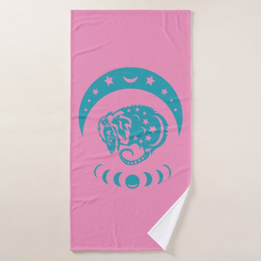 Celestial Crecent Moon Possum Whimsical Natuur Badhanddoek (Badhanddoek)