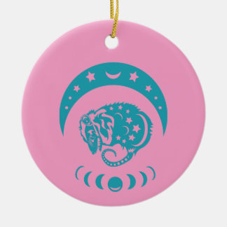 Celestial Crecent Moon Possum Whimsical Natuur Keramisch Ornament