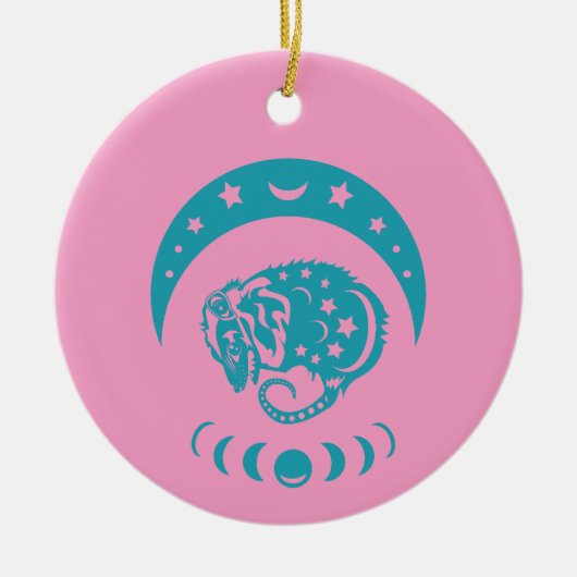 Celestial Crecent Moon Possum Whimsical Natuur Keramisch Ornament (Voorkant)