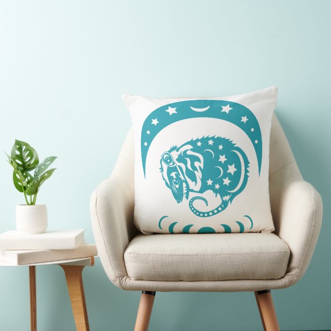 Celestial Crecent Moon Possum Whimsical Natuur Kussen (Stoel)