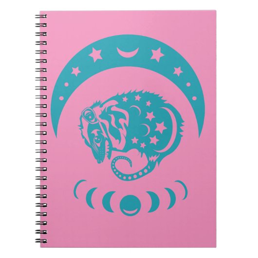 Celestial Crecent Moon Possum Whimsical Natuur Notitieboek (Voorkant)