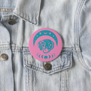 Celestial Crecent Moon Possum Whimsical Natuur Ronde Button 7,6 Cm