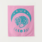 Celestial Crecent Moon Possum Whimsical Natuur Wandkleed (Voorkant)