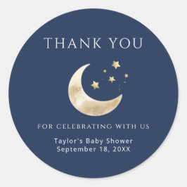 Celestial Crescent Moon and Stars Thank You Ronde Sticker