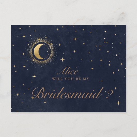Celestial Crescent Moon Bruidsmeisje Uitnodiging (Voorkant)