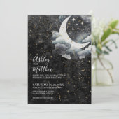 Celestial Crescent Moon bruiloft Kaart (Staand voorkant)