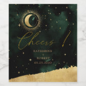 Celestial Crescent Moon Bruiloft Wijn Label Set Wijn Etiket (Enkel label)
