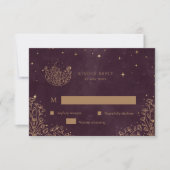 Celestial Crescent Moon Gold RSVP Response Kaart (Voorkant)