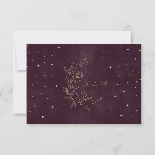 Celestial Crescent Moon Gold RSVP Response Kaart (Achterkant)