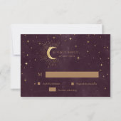 Celestial Crescent Moon Gold RSVP Response Kaart (Voorkant)