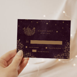 Celestial Crescent Moon Gold RSVP Response Kaart