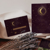 Celestial Crescent Moon Gold RSVP Response Kaart