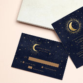 Celestial Crescent Moon Gold RSVP Response Kaart