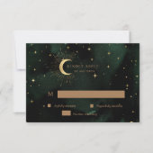 Celestial Crescent Moon Gold RSVP Response Kaart (Voorkant)