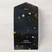 Celestial Crescent Moon Gouden Bruiloft All In One Uitnodiging (Buitenkant)