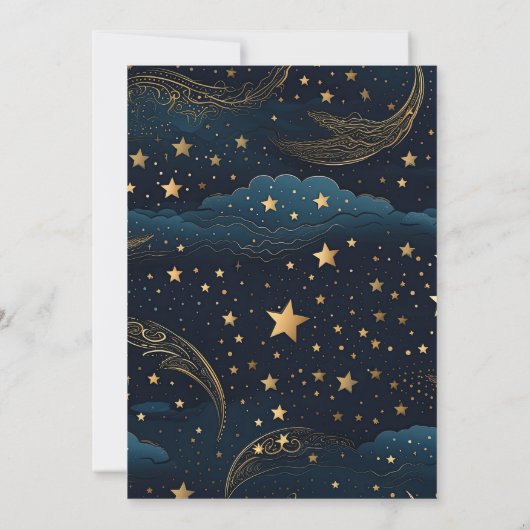 Celestial Crescent Moon Gouden Bruiloft Save The Date (Achterkant)