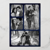 Celestial Crescent Moon Phases Blue Wedding Gold Folie Uitnodiging (Achterkant)