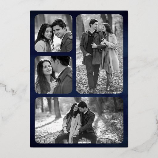 Celestial Crescent Moon Phases Blue Wedding Gold Folie Uitnodiging (Achterkant)