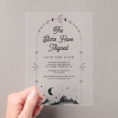 Celestial Crescent Moon Wedding Save the Date Acryl Uitnodigingen (Insitu (Draagbaar))