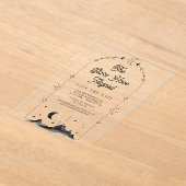 Celestial Crescent Moon Wedding Save the Date Acryl Uitnodigingen (Laagn)