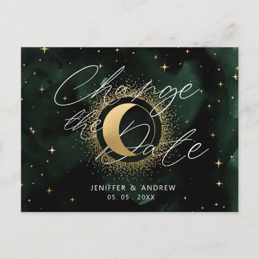 Celestial Crescent Moon Wijzig de datum Briefkaart (Voorkant)
