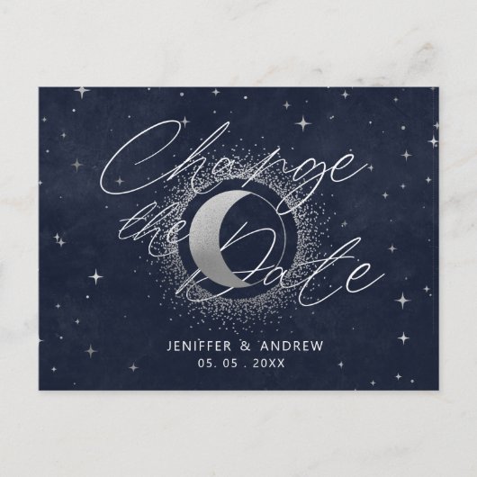 Celestial Crescent Moon Wijzig de datum Briefkaart (Voorkant)