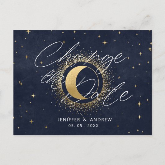 Celestial Crescent Moon Wijzig de datum Briefkaart (Voorkant)