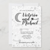 Celestial Cresent Moon Huwelijksuitnodigingen Kaart (Voorkant)