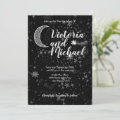 Celestial Cresent Moon Huwelijksuitnodigingen Kaart (Staand voorkant)