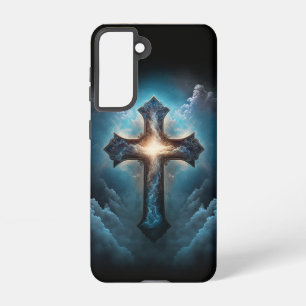 Celestial Cross in Heart Clouds Samsung Galaxy Hoesje