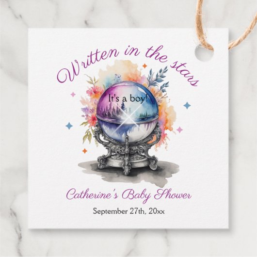 Celestial Crystal Ball Astrologie Baby shower Bedankjes Labels (Achterkant)