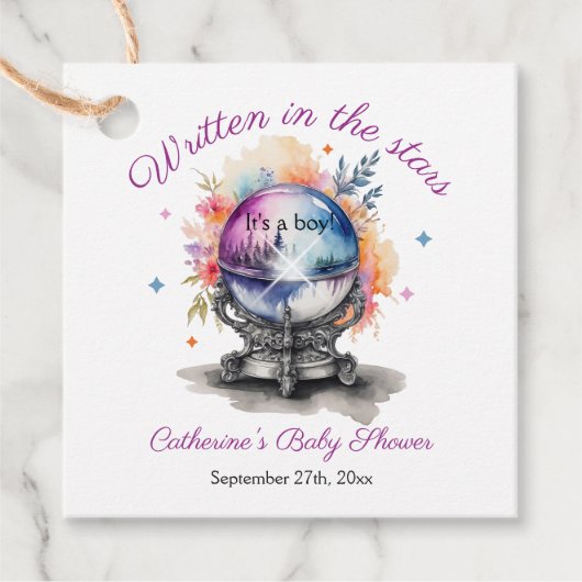 Celestial Crystal Ball Astrologie Baby shower Bedankjes Labels (Voorkant)