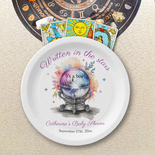 Celestial Crystal Ball Astrologie Baby shower Papieren Bordje